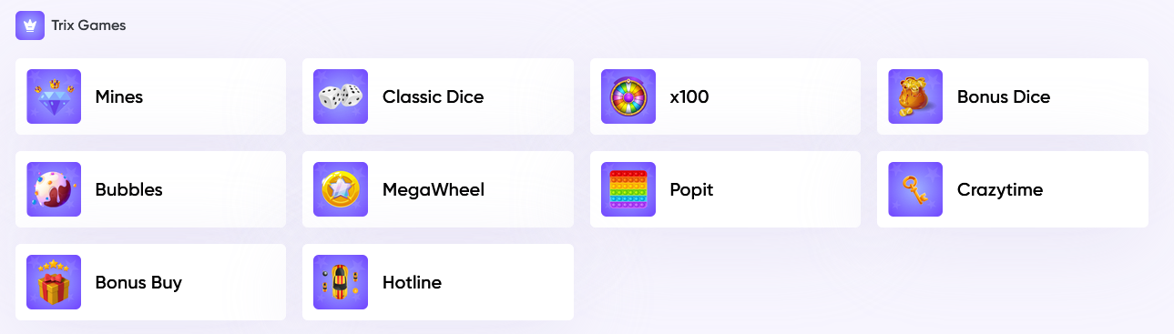 Игры доступные через зеркало в Trix casino